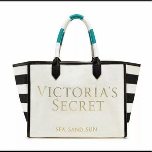 VICTORIAS SECRET CANVAS TOTE WEEKENDER GYM BEACH